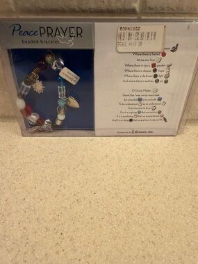 NWT-Peace Prayer Multicolor Beaded Charm Bracelet